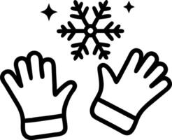 Floating holographic gloves and glowing snowflake with copy space vector