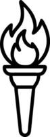 Floating holographic torch with glowing flame white background copy space vector
