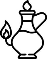Floating oil jug with glowing Hanukkah flame on white background vector