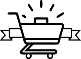 Floating shopping cart and glowing Cyber Monday banner frame with copy space vector