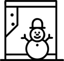 Frosty window and snowman frame with copy space vector