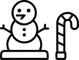 Frosted snowman and candy cane podium with copy space vector