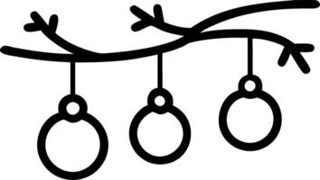 Glossy Christmas ornaments hanging on a snowy tree branch vector