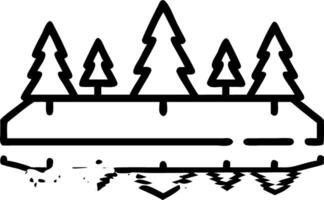 Glossy frozen lake with snow capped trees and clear copy space vector