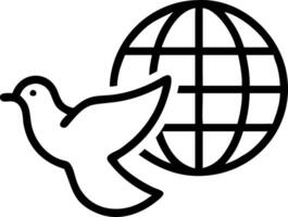 Glossy holographic peace dove with glowing globe white background vector