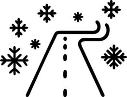 Glossy ice covered road with snowflakes falling and copy space vector