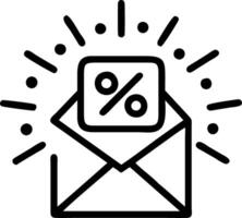 Glowing abstract email icon with floating sale notification vector