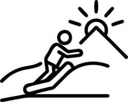 Glowing figure sledding down a radiant digital hill with neon lights vector