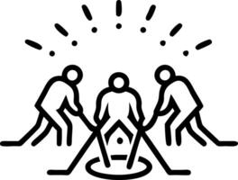 Glowing ice hockey players in a radiant abstract arena vector