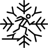 Glowing snowflake and abstract winter forest scene with skier vector
