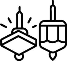 Holographic dreidel and Hanukkah candles with copy space on glossy background vector