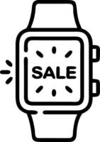Holographic smartwatch with glowing sale notification vector