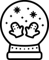 Holographic snow globe and glowing mittens with copy space vector
