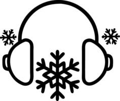 Holographic snowflake and glowing earmuffs with copy space vector