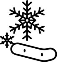 Holographic snowflake and glowing snowboard with copy space vector