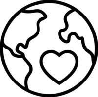 Isolated globe with a heart in the center symbolizing global love and human rights vector