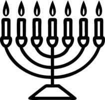 Isolated menorah with glowing candles on white background vector