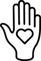 Isolated raised hand with heart inside symbolizing compassion and support for Human Rights Day vector