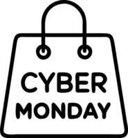 Isolated shopping bag with glowing Cyber Monday discount label vector