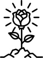 Macro of a digital rose growing from broken ground symbolizing hope and renewal vector