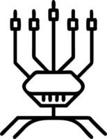 Macro of futuristic menorah base with LED light strips vector