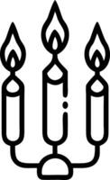 Macro of futuristic menorah candles with neon flames flickering vector