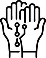 Macro of futuristic mittens with glowing fibers vector