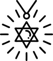 Macro of glowing Star of David pendant with futuristic holographic light vector
