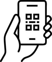 Plain background of hand scanning QR code for Cyber Monday purchase vector