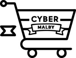 Plain background with shopping cart and Cyber Monday sale banner vector