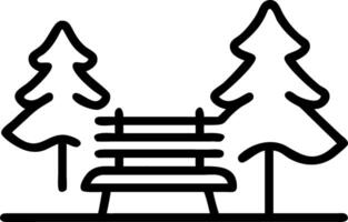 Plain snowy park bench with frosted trees and copy space vector