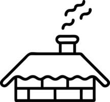 Plain white snow covered rooftop with chimney smoke and copy space vector