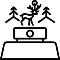 Reindeer and snow covered tree podium with copy space vector