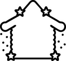 Snow covered cabin and twinkling lights frame with copy space vector