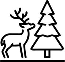 Snowy tree and reindeer podium with copy space vector