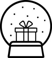 Snow globe and gift box frame with copy space vector