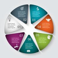 Circle element for infographic. Template for cycle diagram, graph, presentation and round chart. Business concept with 7 options, parts, steps or processes. Abstract background. vector