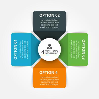 Infographic template for cycle diagram, graph, presentation and round chart. Business concept with 4 options, parts, steps or processes. Abstract background.