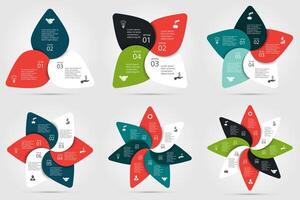 Circle infographic. Template for cycle diagram, graph, presentation and round chart. Business concept with 3, 4, 5, 6, 7 and 8 options, parts, steps or processes. Data visualization. vector