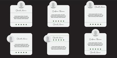 Square templates for customer feedback, beige background with speech bubbles, star ratings, and user icons. Designed for social media reviews and testimonials. vector