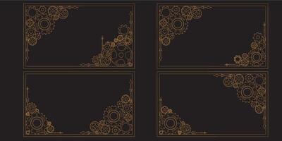 Concept of business progress and teamwork in a hand-drawn colorful gear frame, with doodle sketch-style borders and corners. vector