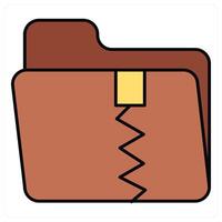 Zip Folder and computer folder icon concept vector