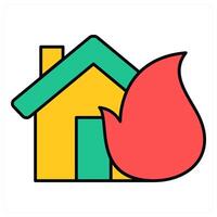 Home Fire and house icon concept vector