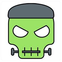 Green Frankenstein and horror icon concept vector