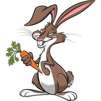 Mischievous Rabbit Holding a Carrot. vector