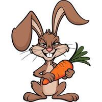 Playful Rabbit Grasping a Carrot. vector