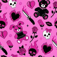 Y2k emo gothic style pattern in 1990s, 2000s style. graphics. vector