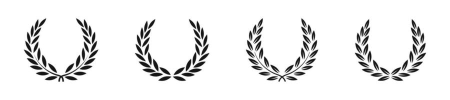 Wreath icons. Laurel wreath icon set. Wreaths and branches with leaves. vector