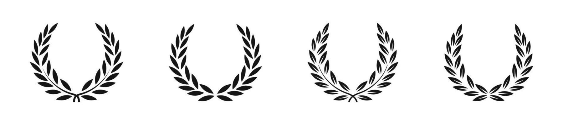 Wreath icons. Laurel wreath icon set. Wreaths and branches with leaves.