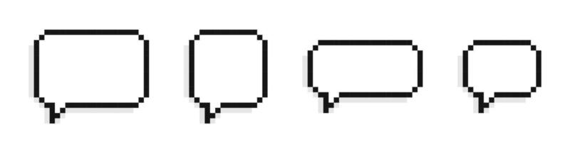 Pixel speech bubbles. Chat speech or dialogue. Set of empty pixelated speech bubbles. vector